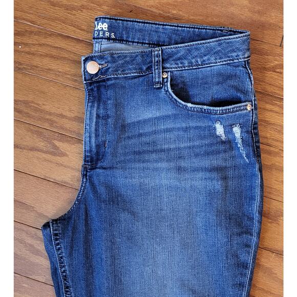 Lee Riders Ankle Jeans Women 18M Blue Relaxed Fit Stretch Frayed Cuffed - Picture 6 of 14